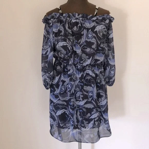 Kookai size 36 off the shoulder strapless jardin navy dress - Picture 2 of 7